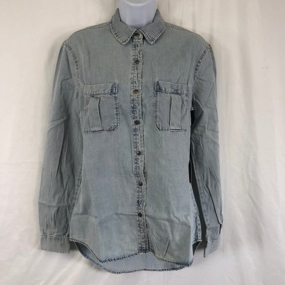 Articles Of Society Betty Boyfriend Lang Button Up Chambray Shacket Shirt - Picture 1 of 4